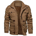 Men Fleece Fur Lined Thick Mid-Length Cotton Jacket Long Sleeve Autumn Winter Casual Jackets