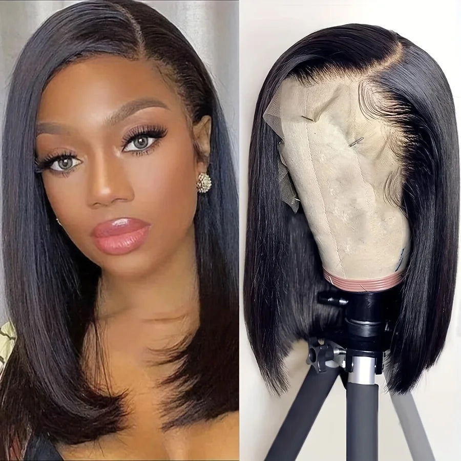 250% Human Hair Wigs Brazilian Remy Bone Straight Short Bob Wig For Women 14 Inch 13x6 Straight Lace Frontal Bob Wig Pre Plucked