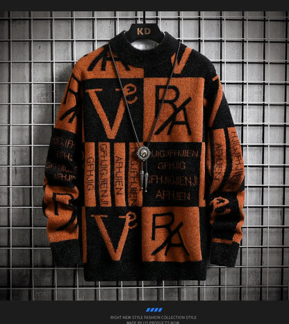 Men Knitted Sweater Stripe Pullovers Printing Round Neck Sweater  Autumn/Winter Designer Quality Casual Men Clothing Jumper