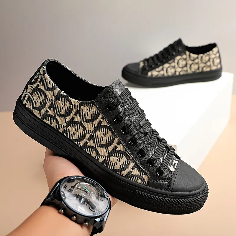 Luxury Brand Mens Casual Shoes High Quality Flat Outdoor Sneakers Italian Comfy Tenis Skateboard Shoes Designer Black Men Shoes