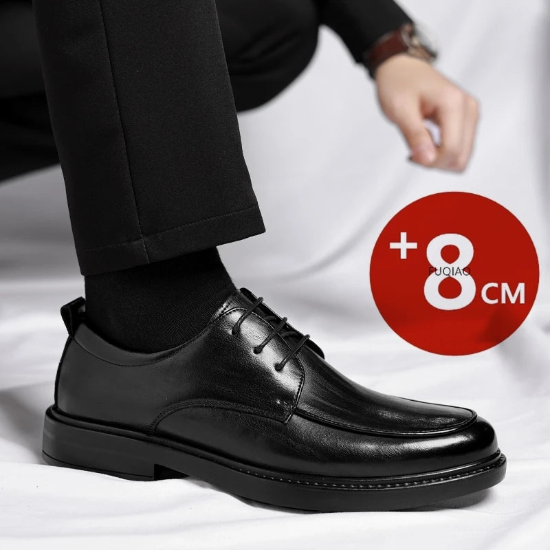 Herren Übergröße Aufzugsschuhe 3/6/8CM Höhenzunahme Formelle Büro Hochzeit Party Kleiderschuhe Erhöhte Schuhe Lässige Leder Oxfords