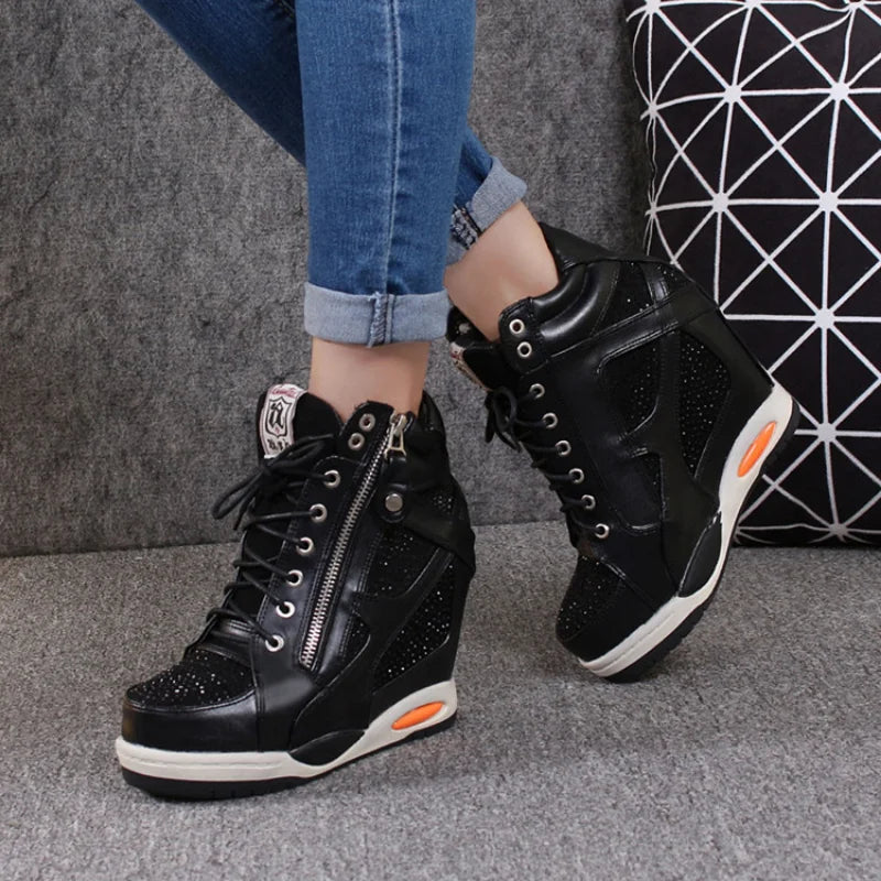 Shoes Womens Sneakers with Platform Woman Shoe Luxury Wedge Heel Basket Autumn Winter Thick Fashion High Casual Running Low help