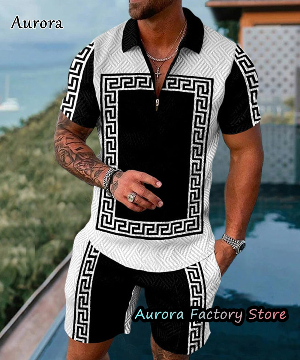 Luxury Men&#39;s Polo Set Summer Vintage Tracksuit Casual Stylish Outfit Male Polo Shirt Suit Hawaii Style Clothing New Streetwear