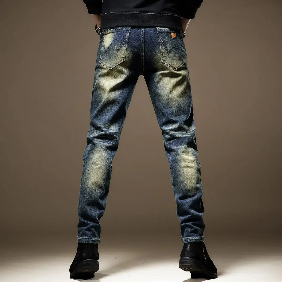 Male Cowboy Pants Retro Jeans for Men Skinny Trousers Slim Fit Straight Tight Pipe Summer Autumn Clothing Y 2k Vintage Oversize