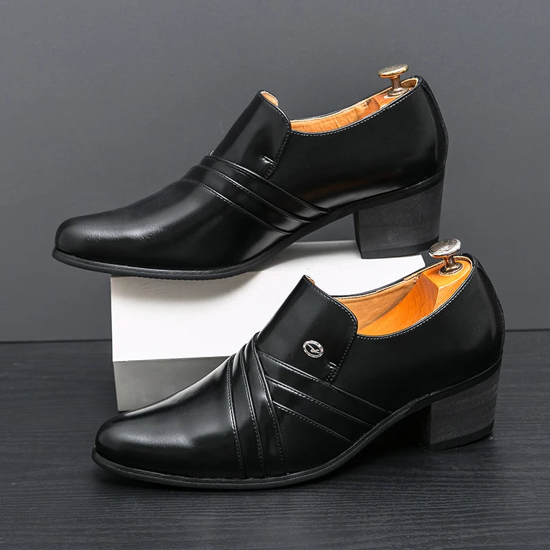 High-End Marke Herren Business Schnürschuhe Leder Erhöhte Höhe Britische Schuhe Herren Spitz zulaufende Zehe Schuhe Hochzeit Stiefel Größe:37-46