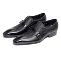 Men New Crocodile Patterned Business Leather Shoes Pointed Toe Cowhide Low Top Slip On Casual Single Shoes