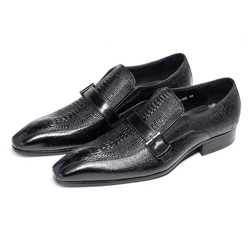 Herren neue Business-Lederschuhe mit Krokoprägung, spitz zulaufend, Rindsleder, niedriger Schaft, zum Hineinschlüpfen, Freizeitschuhe