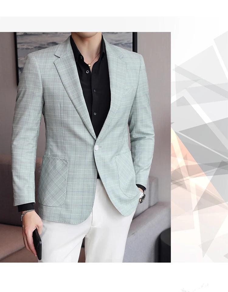 2024 New High-end Men's Two-button Suit Fashion Matching Handsome Casual Dating Slim Suit Single West Coat  Gucci Blazer Men