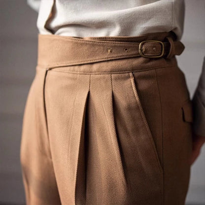 Men's Light Luxury Naples Slim-fit Dress Pants Fashion Casual Solid Color British Retro Premium Elegant Popular Leisure Trousers