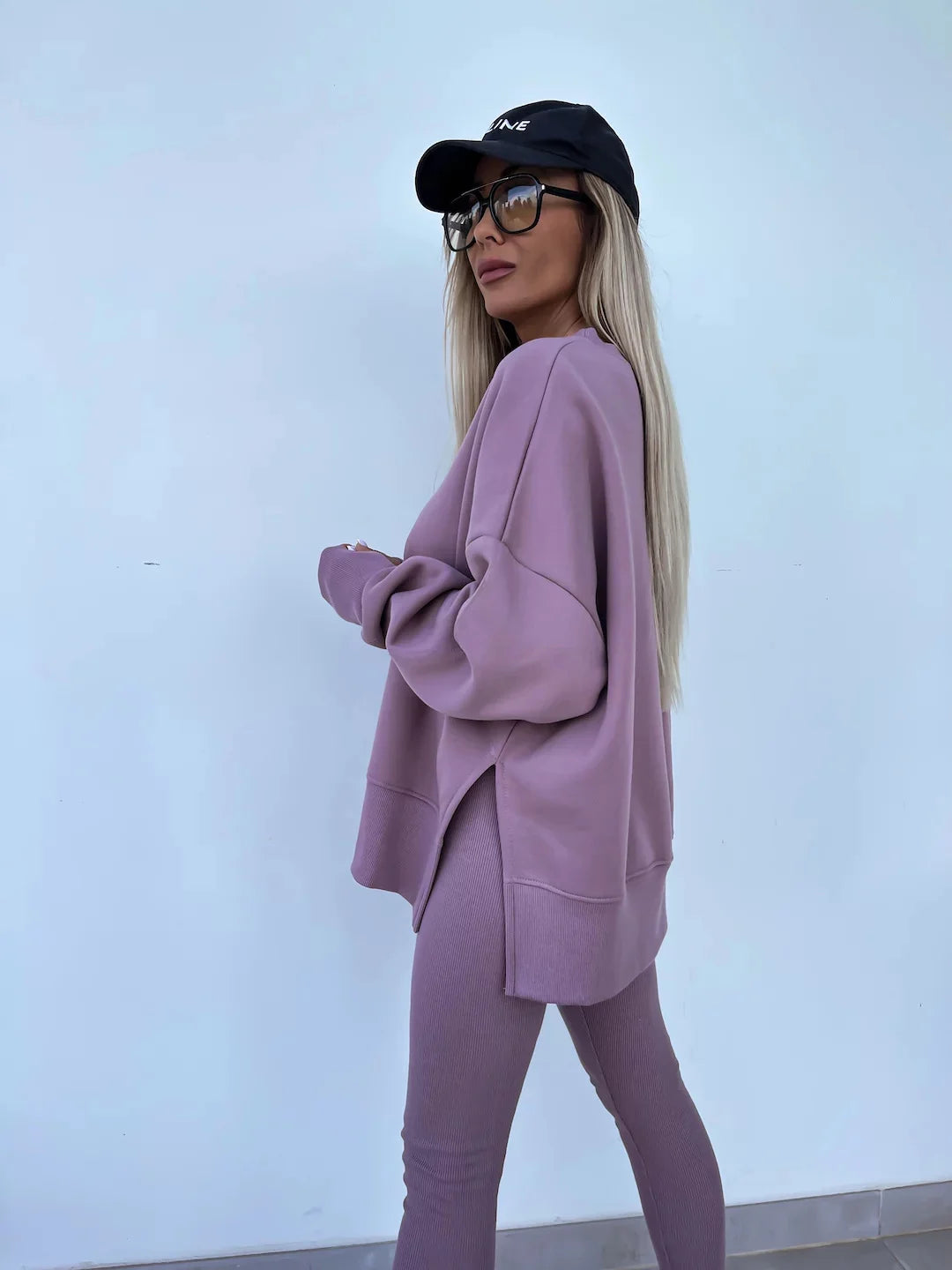 Spring summer  new Shirt  casual loose-fitting sweater tight pants 2 piece suit sets for women 2 pieces trousers sets