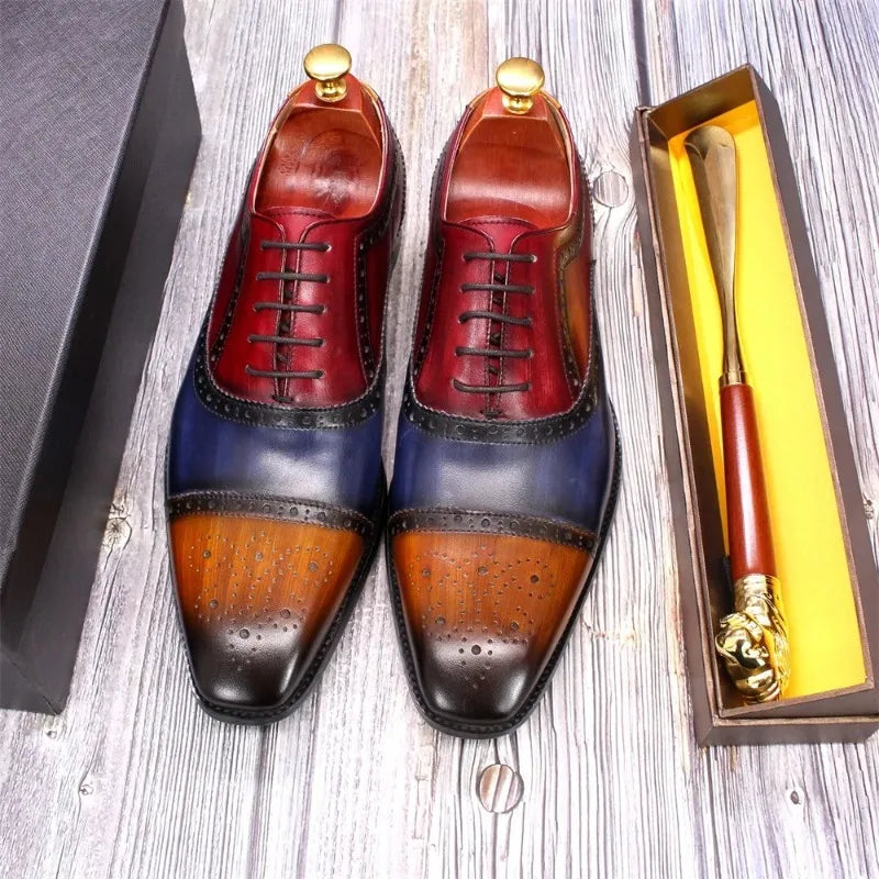 Herren dreifarbige Oxford-Schuhe Britische Leder-Abendschuhe Mode Chelsea High-End Herren handgefertigte Lederschuhe Zapatillas Hombre