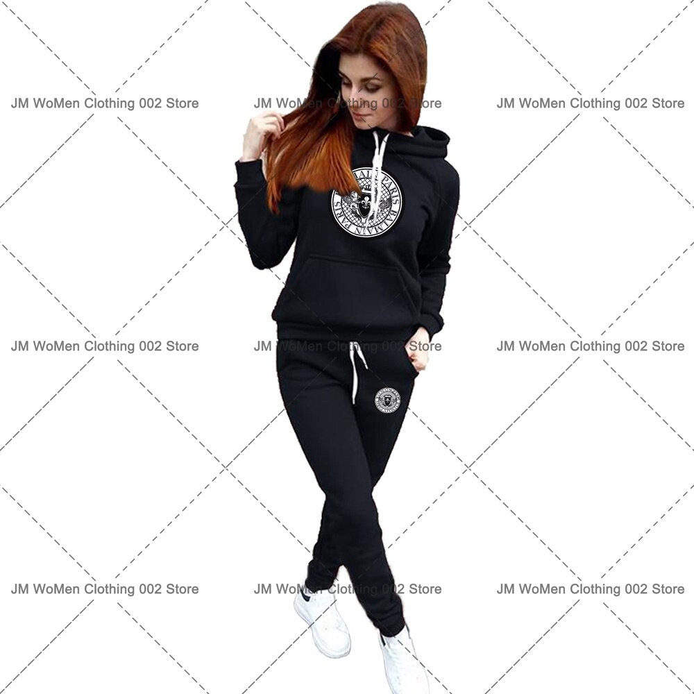 Autumn Winter Woman Hoodies Suit Ba Print Casual Sports 2 Piece Sets Womens Tracksuit Outfits Fashion Jogging Pullover Clothing