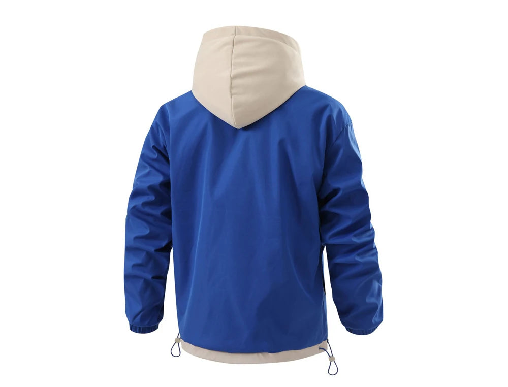 Autumn Winter Men's Bomber Jackets Fashion Men Mock Two-piece Hooded Cardigan Coats Men Windbreaker Loose Baseball Jackets 4XL