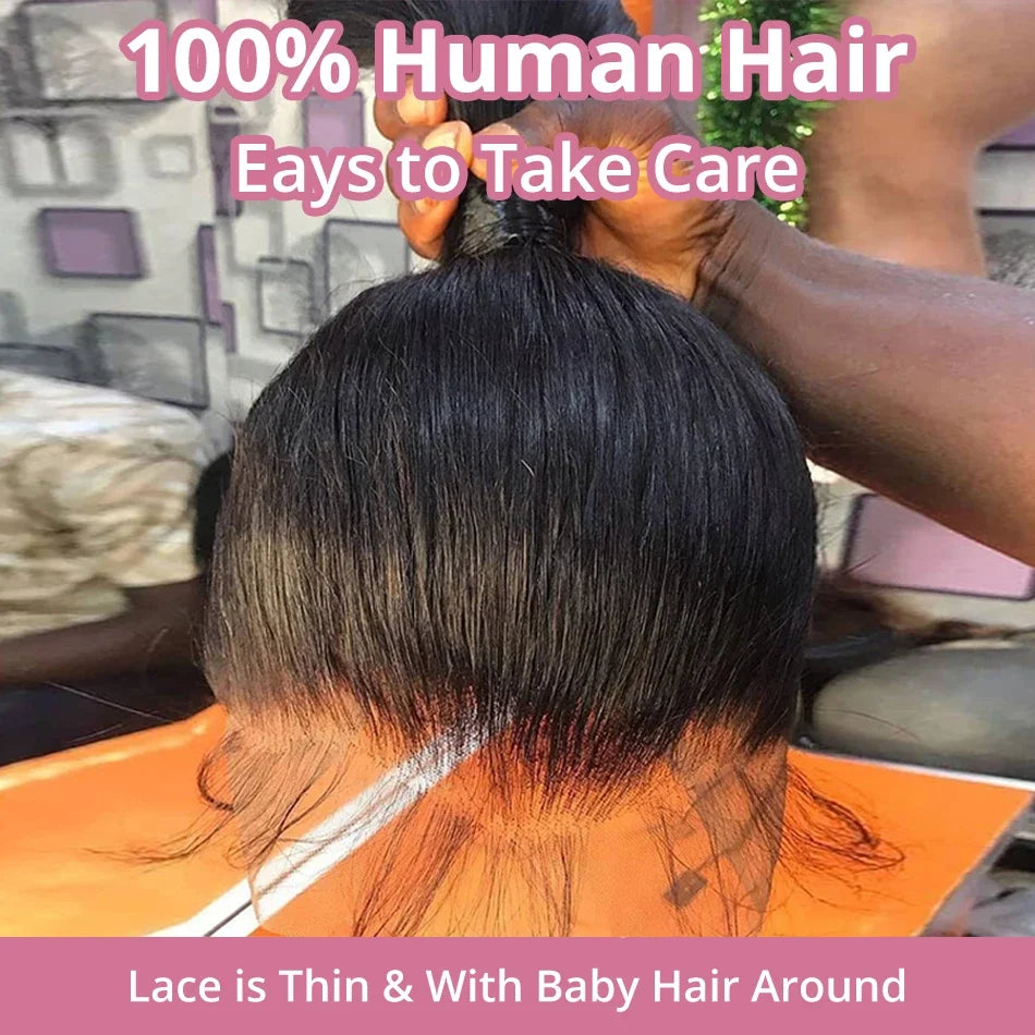 Full 360 HD Lace Frontal Human Hair Wigs PrePlucked For Women Brazilian Bone Straight 13x6 Transparent Lace Front Human Hair Wig
