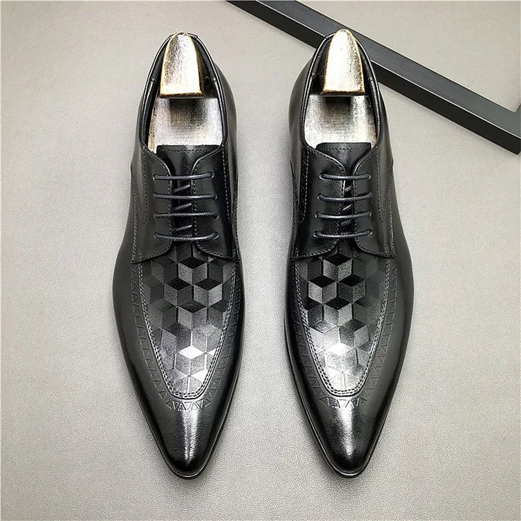 Pointed Toe Men's oxford Shoes Italian Genuine Leather Shoes Formal Men's Shoes Black Brown Lace Up Wedding Office Dress Shoe