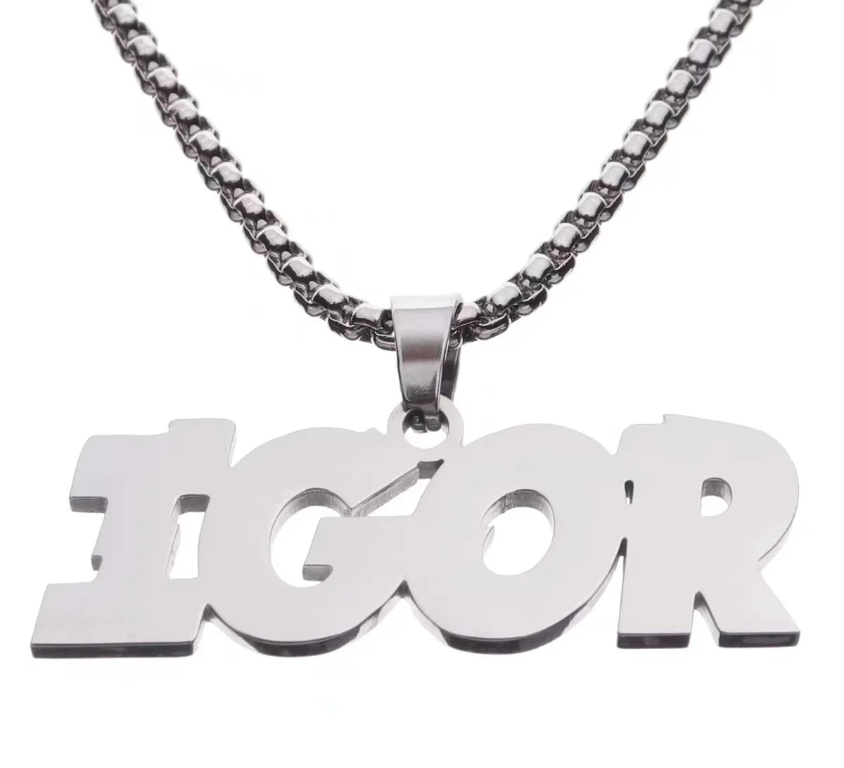 Hip Hop Stainless Steel Letter Necklace Titanium Steel Fashion Men's and Women's Sweater Chain Jewelry Accessories Collection