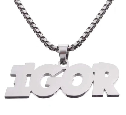 Hip Hop Stainless Steel Letter Necklace Titanium Steel Fashion Men's and Women's Sweater Chain Jewelry Accessories Collection