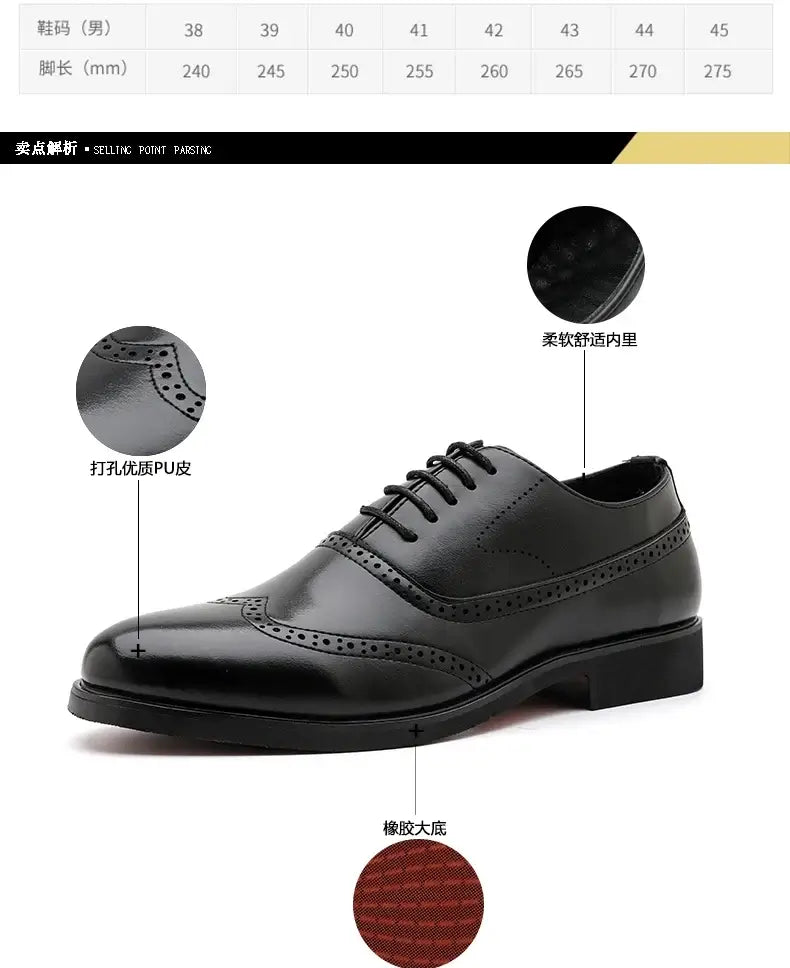 Herren Schwarze Brogue Oxford Schuhe Formelle Anzugschuhe für Business Hochzeit Rote Sohle Bequeme Schnürschuhe