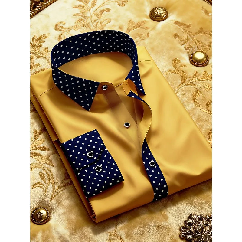FGKKS Men's Shirt Brand New Arrival Patchwork Four Season Tuxedo Long Sleeve Smart Casual Elastic Male Business Shirts