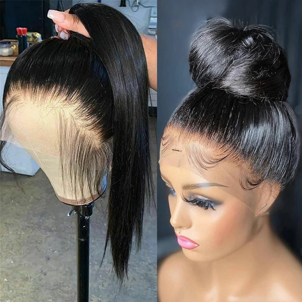 Full 360 HD Lace Frontal Human Hair Wigs PrePlucked For Women Brazilian Bone Straight 13x6 Transparent Lace Front Human Hair Wig