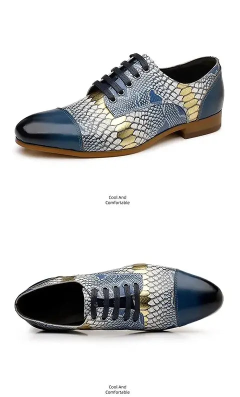 Luxusmarke Echtes Leder Herren Business Schuhe Mode Schlangenmuster Design Schnürschuhe Herren Business Anzug Bräutigam Hochzeitsschuhe