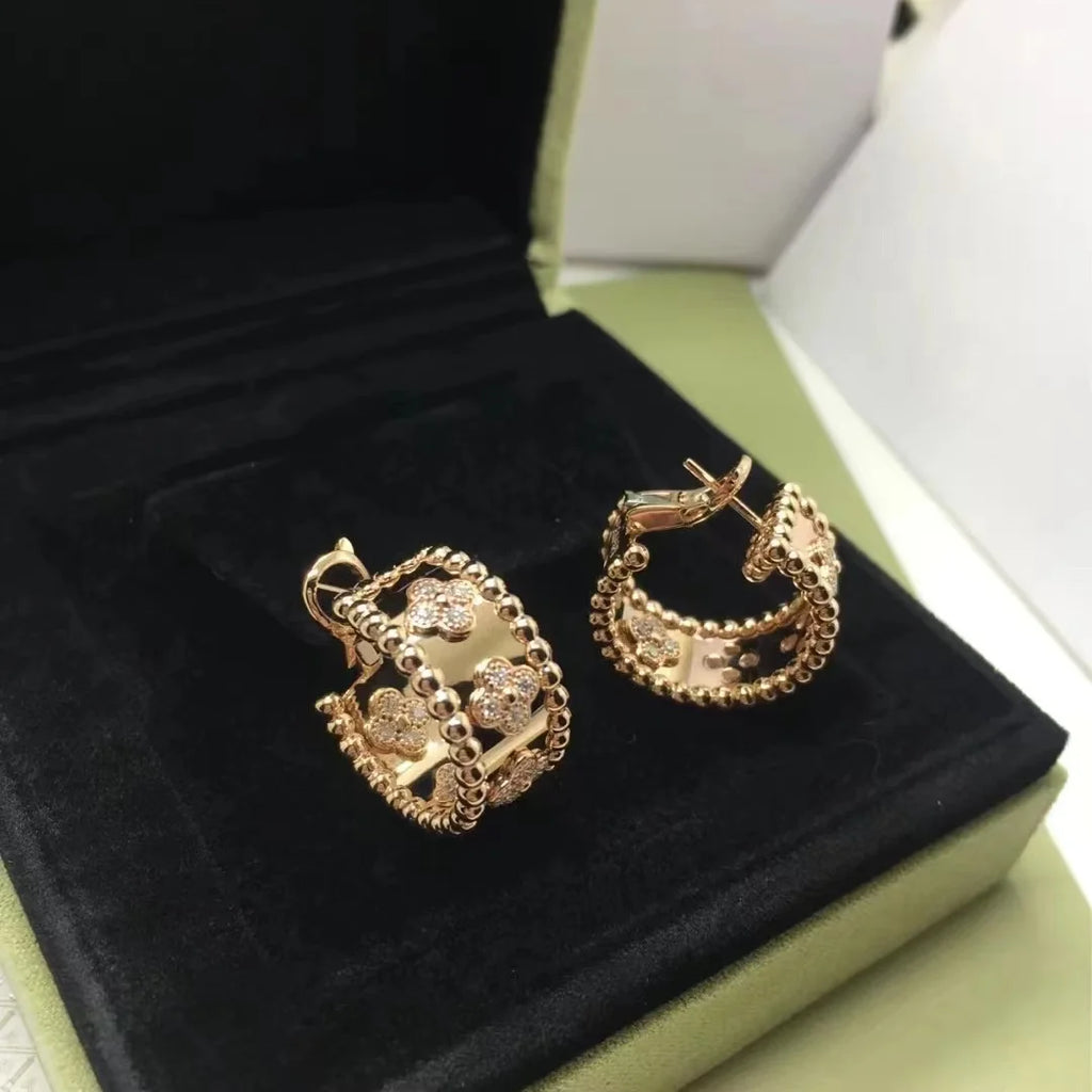 Hot selling classic s925 sterling silver kaleidoscope women's earrings, luxurious and elegant temperament, party luxury jewelry