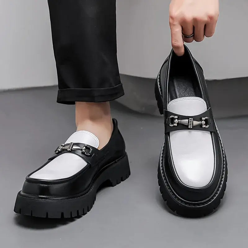 Britischer Stil Metall Schnalle Slipper Herren Dicksohlige Hochzeitsschuhe Neue Formelle Business Komfort Schuhe Slip-on Leder Freizeitschuhe