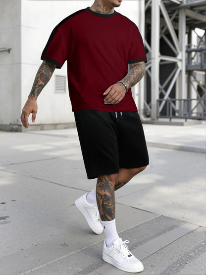 New Harajuku T-Shirt Men's Summer Loose Daily Couple Suit Outdoor Street Short Sleeve Shorts Two Piece Men Summer Suit