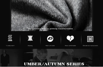 BROWON Brand Winter Coat Men  Autumn Solid Turn-Down Collar Wool Long Jacket for Men New Business Casual Keep Warm Outerwear