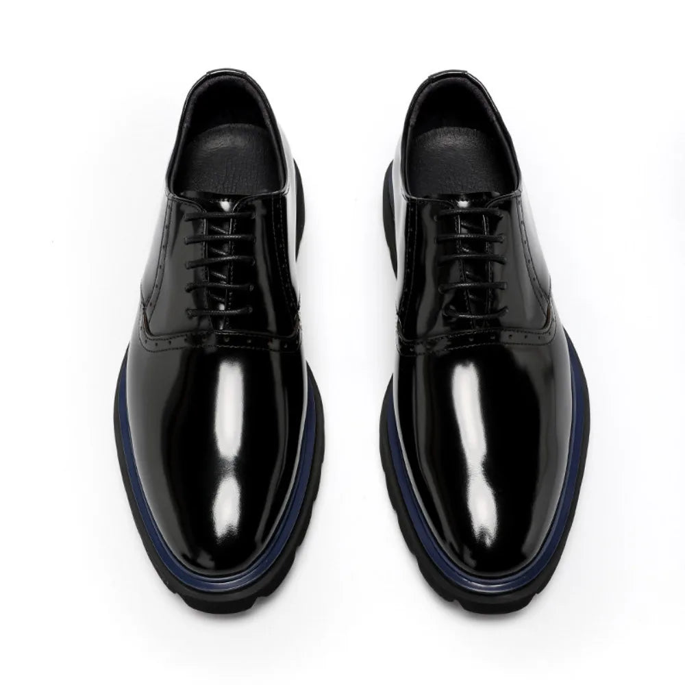 Echte Vollnarbenleder Herren Business-Schuhe Polierter britischer Stil Business Casual Oxford-Schuhe Mode Color-Block Spitz zulaufend