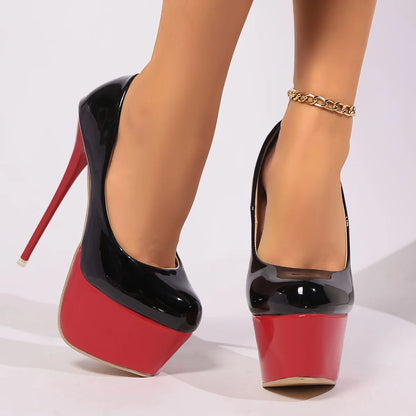 Women Platform Heels Sexy Pointed Toe Banquet Shoe Classics Red Sole High Heel Shoes Luxury Wedding Bride Shoes 16cm Ultra Pumps
