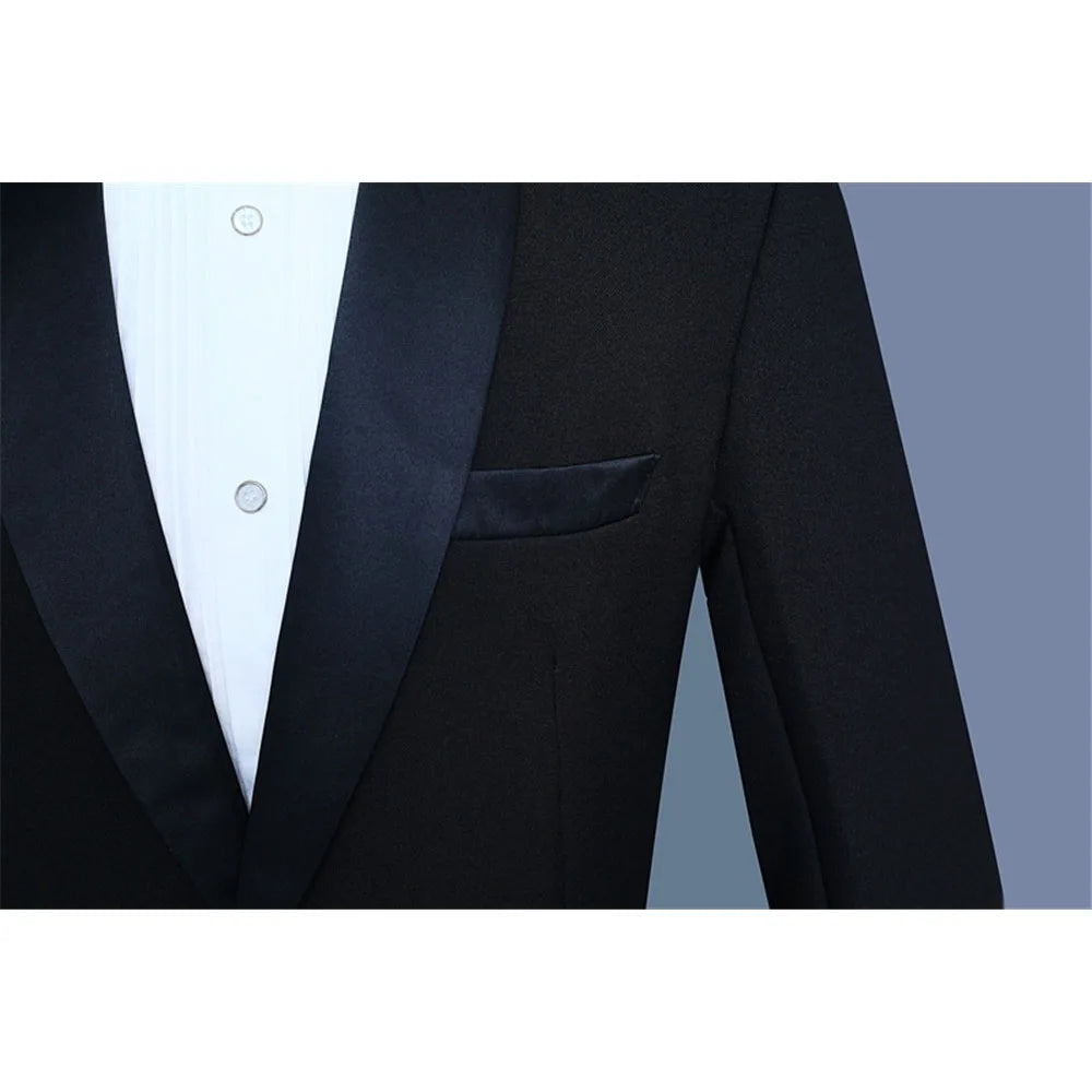 Classic Two-piece Men Suits White Blazer and Pants Basic Slim Fit Suit Jacket Wedding