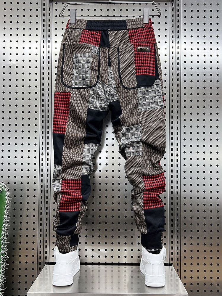 Pantaloni de jogging pentru bărbați, brand de designer, hip hop, îmbrăcăminte de stradă, nou în modă, pantaloni largi în carouri, cu flori, pantaloni de sport casual Harajuku, în aer liber