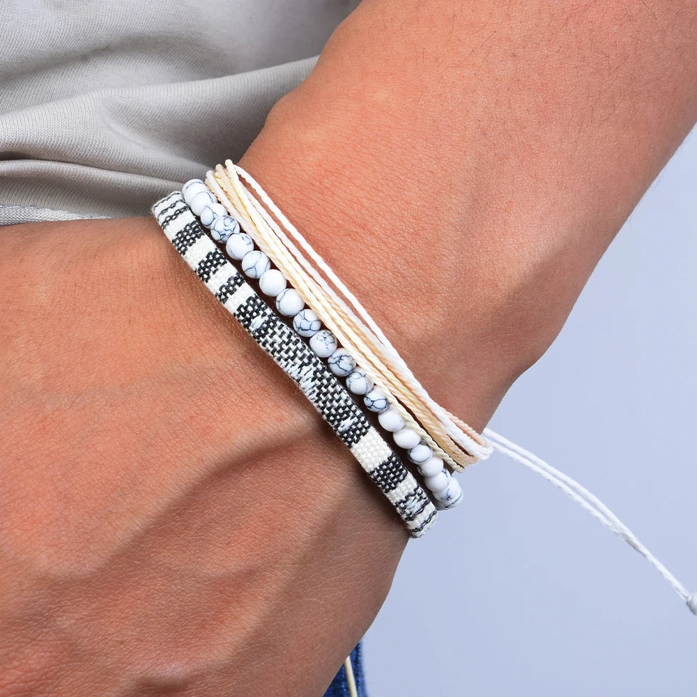 3pcs Bohemian Adjustable Hand Woven Bracelet Colorful Summer Bracelet Beach Bracelet Bohemian Jewelry