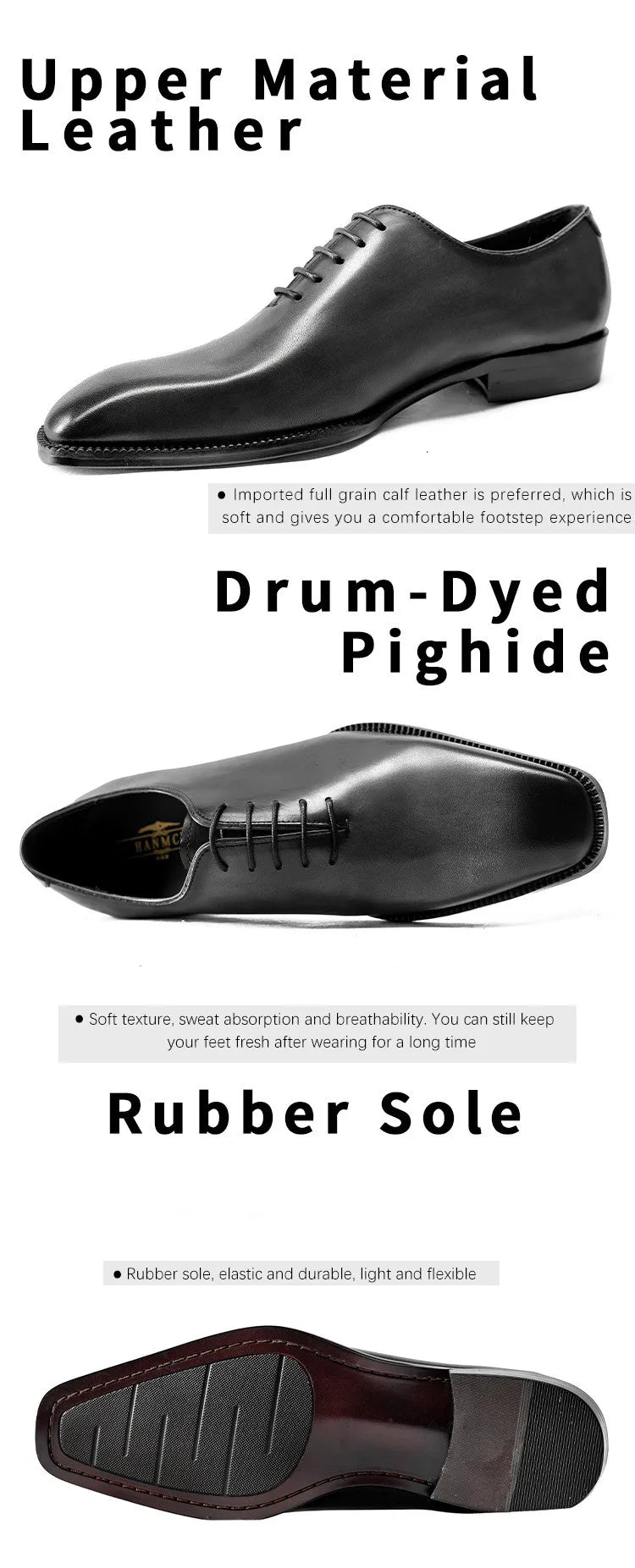 Luxuriöse Herren-Business-Schuhe aus echtem Leder, handgefertigte Whole Cut Oxfords, Schnürschuhe mit spitzer Zehe für Hochzeiten