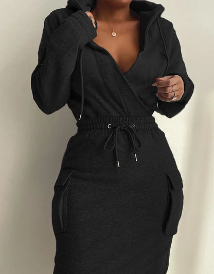 Womens Dresses  Spring Fashion Camouflage Print Waist Drawstring Pocket Design Long Sleeved Casual Daily Midi Dress