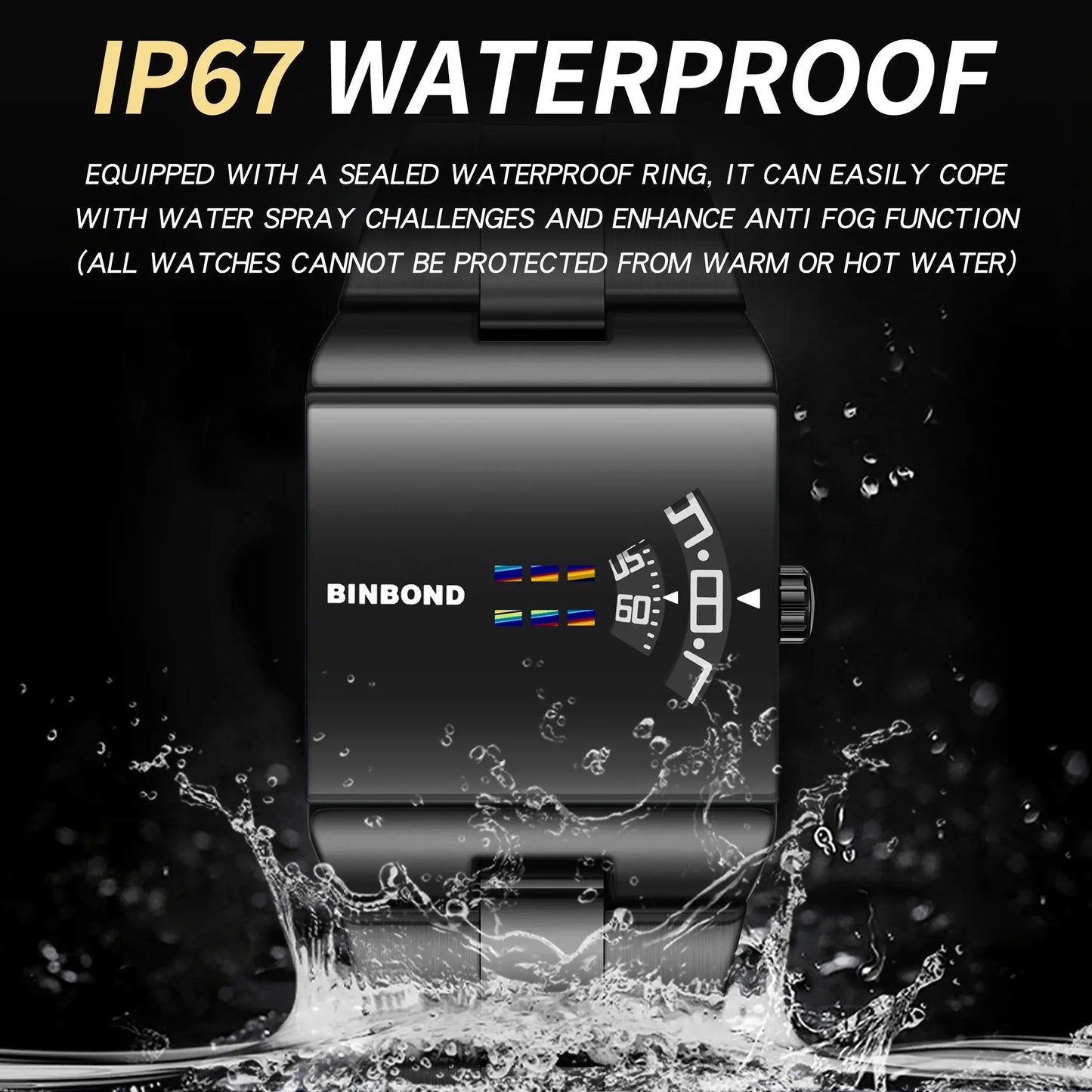 BINBOND Original Design Waterproof Men's Watch Accurate Quartz Watches For Men Luxury Sturdy Sport Wristwatches Casual Reloj features IP67 waterproof.