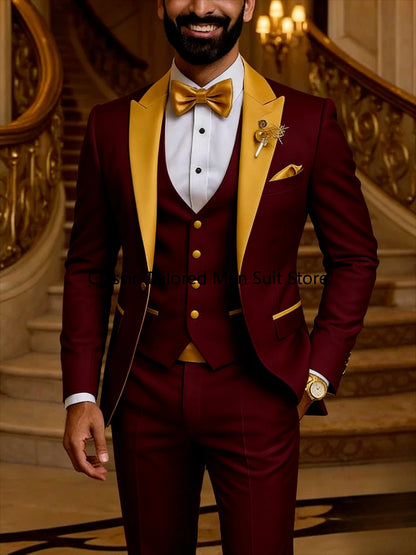 Quality Men's Suit  Fit Tuxedo 3 Pieces Suit Dress Wedding Work & Party