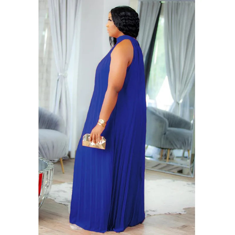 Wmstar Damen Übergröße Langarmkleid Ärmellos Bandage Neckholder Hohl Gesplitzt A-Linie Maxikleider Outfits Großhandel Dropshipping
