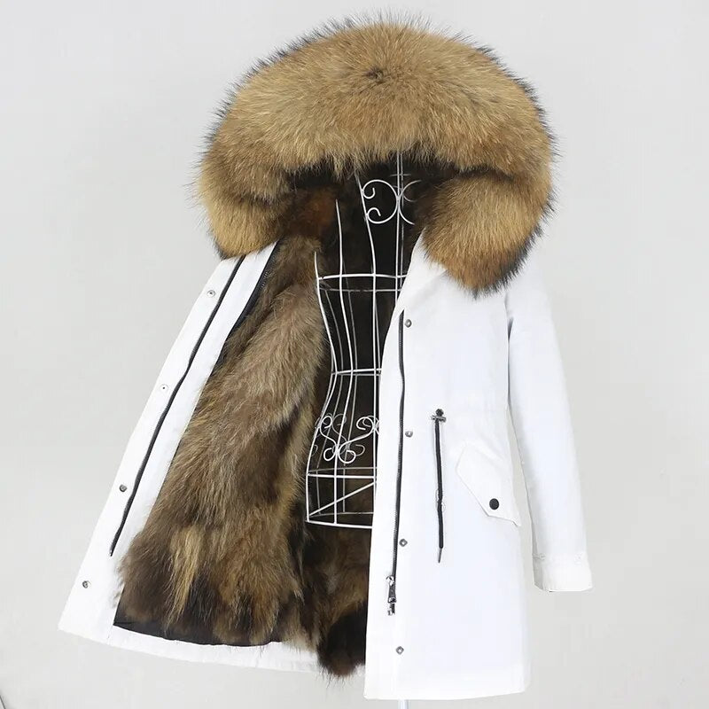 OFTBUY 2023 Long Waterproof Parka Real Fur Coat Winter Jacket Women Hood Natural Raccoon Fox Fur Outerwear Streetwear Detachable