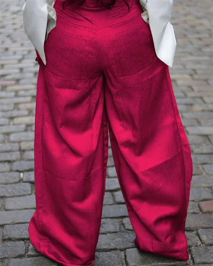 Solid Color Multi-pocket Loose Pants Women High Street Wide Leg Pants Straight High-waisted Oversized Y2K Trousers Pantalones