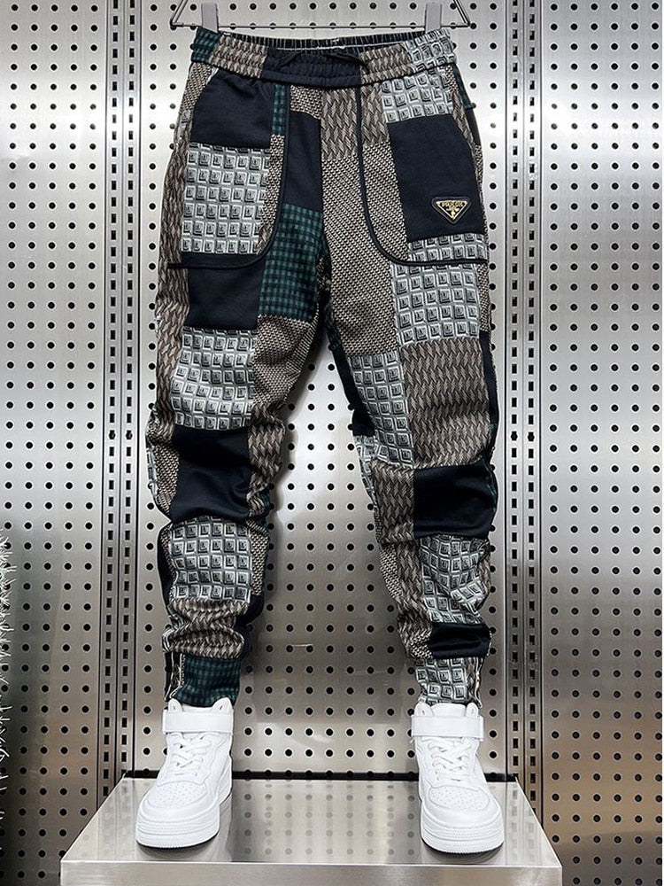 Pantaloni de jogging pentru bărbați, brand de designer, hip hop, îmbrăcăminte de stradă, nou în modă, pantaloni largi în carouri, cu flori, pantaloni de sport casual Harajuku, în aer liber