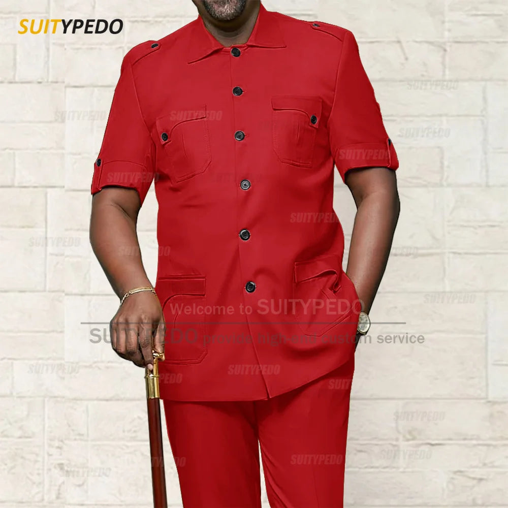 Custom Men Suit Sets For Formal Party Africa Style Male Good Quality Blazer Pants 2 Pieces Business Meeting Slim Fit Costumes