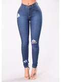 Women Stretch Skinny Ripped Jeans Lady High Waist Pencil Long Pants Narrow Straight Leg Wrap Hips Plus Size S-3XL Trousers