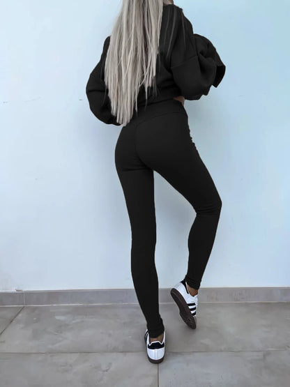 Spring summer  new Shirt  casual loose-fitting sweater tight pants 2 piece suit sets for women 2 pieces trousers sets