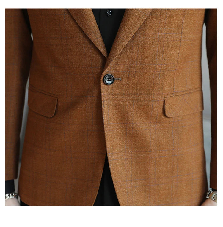 2024 New High-end Men's Two-button Suit Fashion Matching Handsome Casual Dating Slim Suit Single West Coat  Gucci Blazer Men