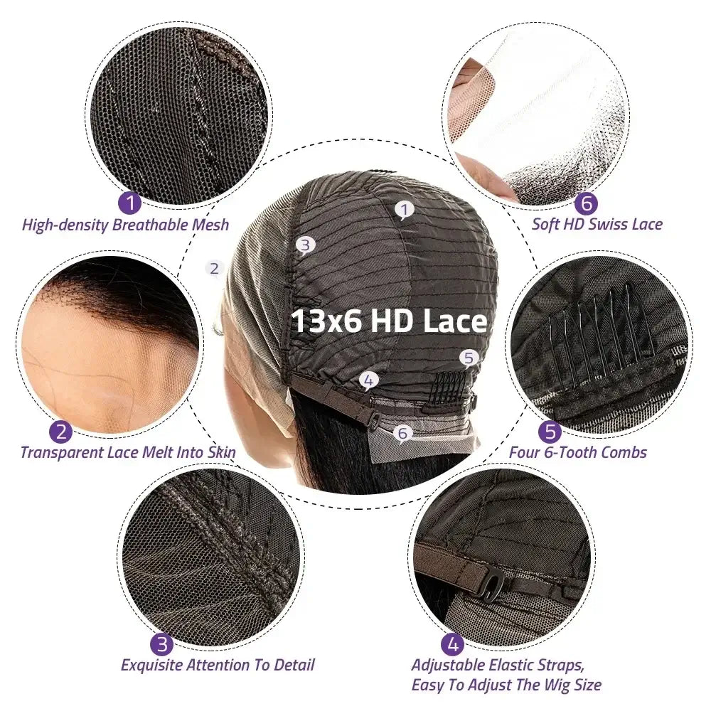 13x6 HD Transparent Bone Straight Lace Frontal Perücken 5x5 Glueless Wear and Go Echthaarperücke 220 Dichte für Frauen 30 40 Zoll