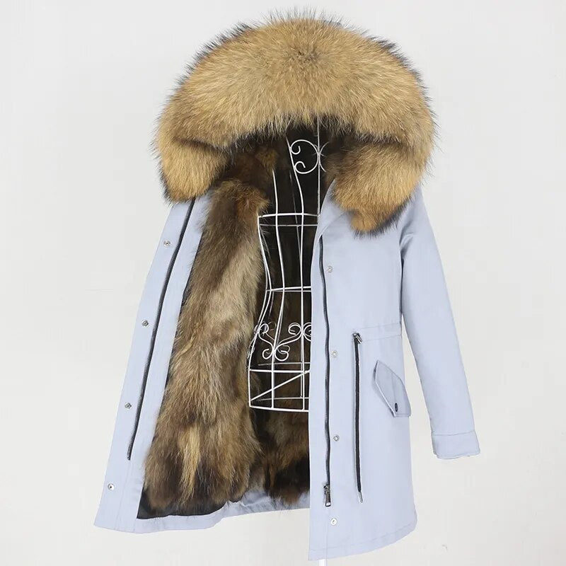 OFTBUY 2023 Long Waterproof Parka Real Fur Coat Winter Jacket Women Hood Natural Raccoon Fox Fur Outerwear Streetwear Detachable