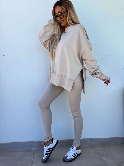 Spring summer  new Shirt  casual loose-fitting sweater tight pants 2 piece suit sets for women 2 pieces trousers sets