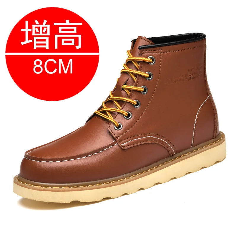 2024 Men Boots Elevator Shoes Hidden Heels High Soft Leather Heightening Shoes For Man Increase Insole 10CM 8CM 6CM Height Boots